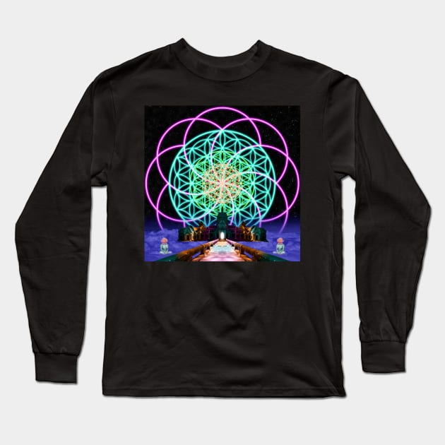 Sacred Geometry - Flower of Life - Road to Awe Long Sleeve T-Shirt by Sacred Geometry Art